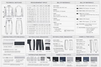 create garment tech pack with technical drawings for manufacturing