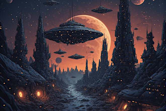 draw sci fi illustration and sci fi sci fi illustration
