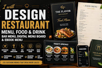 design restaurant menu food drink bar menu digital menu board ebook