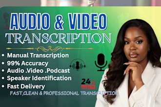 professionally do audio transcription and video transcription