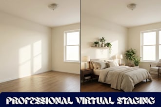 do realistic virtual staging for empty room air bnb real estate listing photos