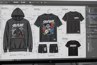 create streetwear tech pack for hoodie, tshirt and apparel brands