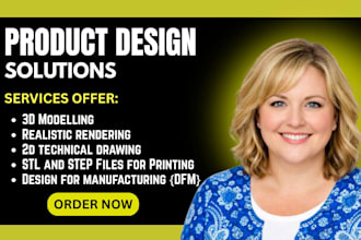 3d cad design, 3d industrial product design, rendering, modelling design and dfm