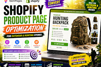 optimize your shopify product page gempage for a outdoor or hunting niche store