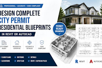 create complete city permit drawings, residential blueprint in revit and autocad