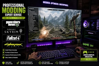 create fix install mods for gta 5, skyrim fallout 4 mod and cyberpunk 2077 gmod