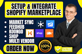 setup shopify marketplace koongo feedhub market sync shop cedcommerce metashop
