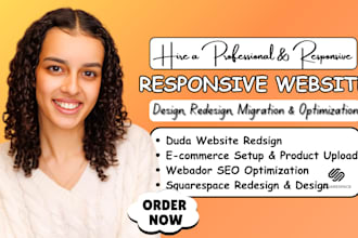 design or redesign squarespace website, update squarespace, wix, webador website