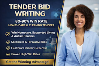 do tender bid writing with 80 to 90 tender winning rate on healthcare, cleaning