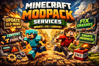create or fix minecraft modpack update old mods, convert forge mods to fabrics