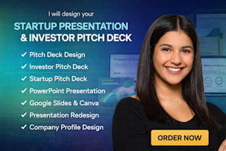 design startup presentation, investor pitch deck, and powerpoint presentation