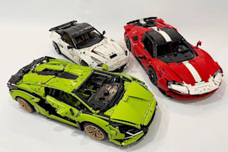 design custom 3d lego technic supercar with realistic mechanical features