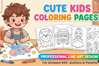 create kids coloring book pages line art for amazon kdp coloring book