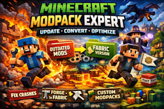 create or fix minecraft modpack update old mods, convert forge mods to fabrics