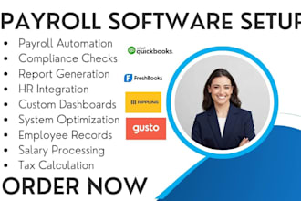 setup payroll software quickbooks freshbooks rippling gusto deel patriot payroll