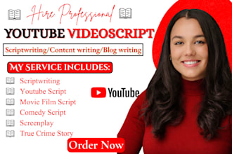 write movie script screenplay documentary history thriller vsl true crime script