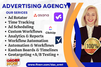 setup advertising agency crm adplugg asana mondaycom clickup smartsheet wrike