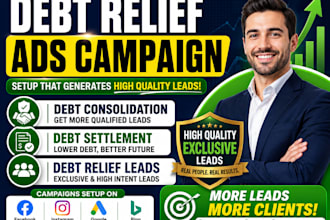setup debt relief ads campaign debt consolidation settlement debt relief leads