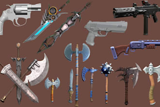create 3d weapon model 3d sword 3d gun axe dagger spear for printing or game