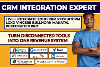 integrate zoho CRM recruitcrm loxo vincere bullhorn manatal pcrecruiter pro