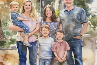 draw watercolor family portrait painting