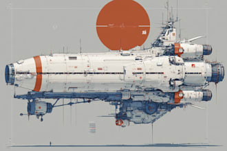 draw scifi  aircraft spaceship  illustration for you