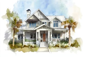 watercolor a house portrait