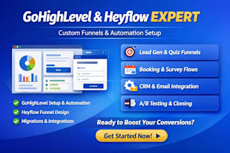 setup gohighlevel quiz heyflow funnels, lead forms, quizzes and booking flows