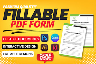 design fillable PDF form for business, medical, interactive ebook, workbook