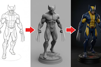 convert your 2d anime character sketch to 3d model figurine stl for 3d printing