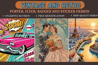 create classic vintage retro  poster design for brands and events movie poster