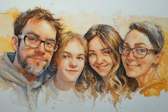 paint watercolor illustration and watercolor portrait
