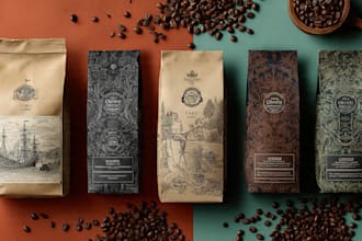 create coffee label and packaging design