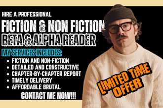 be your alpha beta reader, romance beta reader, fantasy, memoir, fiction ebook