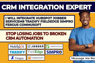 integrate hubspot jobber servicem8 tradify fieldedge simpro fergus commusoft