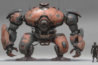 design sci fi mecha and robot concept art