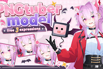 design png tuber model for streaming in vtuber anime style