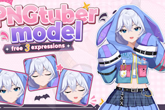 design png tuber model for streaming in vtuber anime style