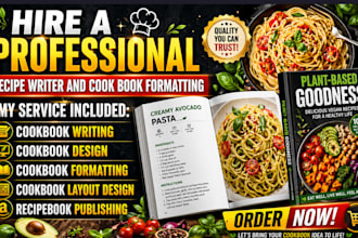 write, design and format your cookbook, recipe book and recipes