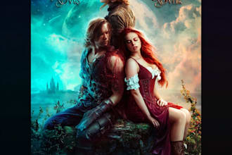design a unique mythical creature romance book cover