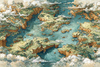 draw a fantasy map with digital watercolors