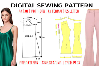 make pdf digital sewing clothing sewing pattern and instructions in any size