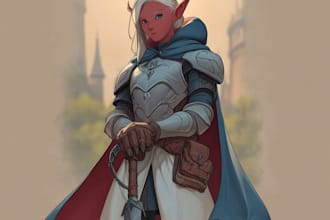 draw epic fantasy dnd character art, rpg hero, or custom character illustration
