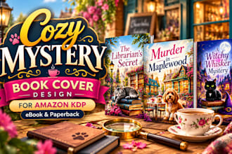 design a cozy mystery book cover for amazon KDP ebook and paperback