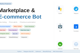 make facebook marketplcace bot, ebay listing bot, checkout bot, alert bot