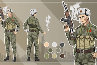 draw army soldier military themed illustration