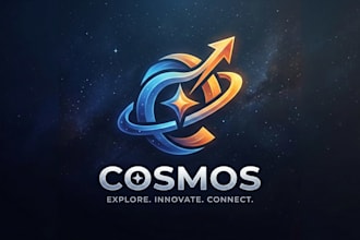 design a unique and futuristic cosmos logo for your brand