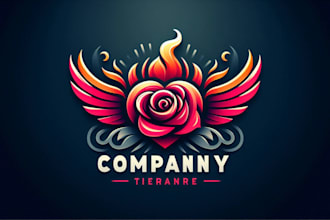 do outstanding  rose heart flying fie logo with express delivery
