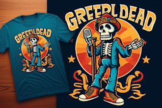 make a retro grateful dead mascot logo with vintage rock style