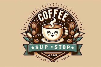 make high quality vintage bar coffee shop mascot logo for you with new concept